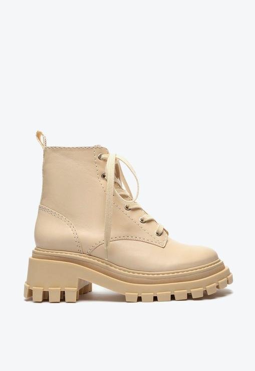 Bota Coturno Salto Tratorado Creme