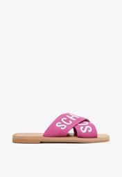 Sandália Rasteira de X Schutz Logo Rosa
