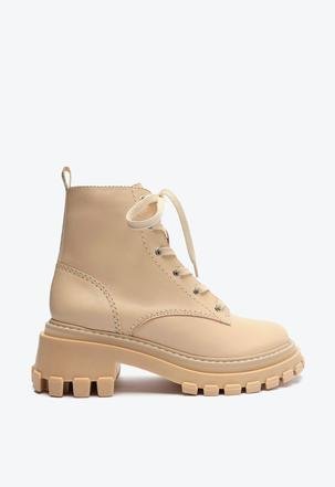 Bota Coturno Cano Curto Tratorado Creme