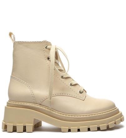 Bota Coturno Cano Curto Tratorado Creme
