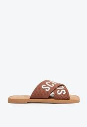Sandália Rasteira de X Schutz Logo Marrom
